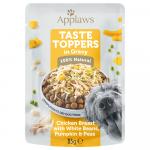 Applaws Taste Toppers w sosie, 12 x 85 g - Kurczak, groszek, dynia i biała fasola