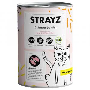 Opakowanie ekonomiczne STRAYZ bio kot 24 x 400 g - Bio kaczka i bio słodkie bataty
