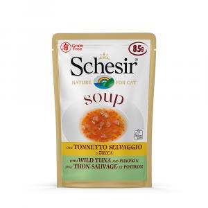 Schesir Cat Soup, 6 x 85 g - Dziki tuńczyk z dynią