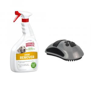 709 ml / 946 ml Nature's Miracle dla psa + FURminator zgrzebło Curry Comb gratis! - Urine Remover Odplamiacz i neutralizator zapachu moczu, 946 ml