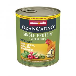 Animonda GranCarno Adult Superfoods, 6 x 800 g - Kurczak, szpinak, maliny i pestki dyni