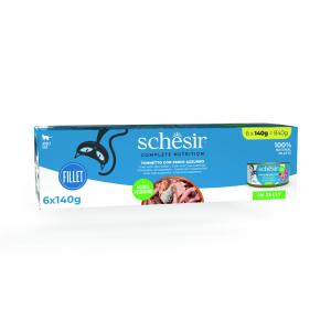 Schesir Complete Nutrition, filet w galarecie, 6 x 140 g - Tuńczyk z sardynkami