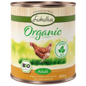 Korzystny pakiet Lukullus Organic Adult, 12 x 800 g - Kurczak z marchewką (bez glutenu)