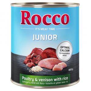 Rocco Junior, 6 x 800 g - Drób i dziczyzna z ryżem