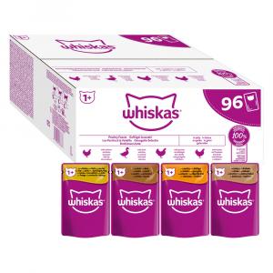 70 + 26 gratis! Whiskas, karma mokra dla kota, 96 x 85 g - Megapakiet 1+ Adult, wybór dań drobiowych w galarecie