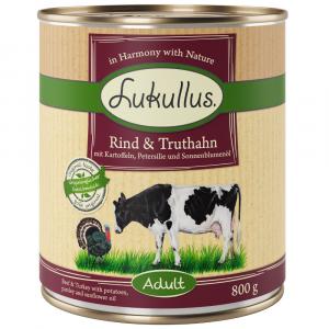 Lukullus Naturkost Adult, 6 x 800 g - Wołowina i indyk (bez zbóż)