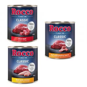 Korzystny pakiet Rocco Classic, 12 x 800 g - Mix drobiowy: wołowina/kurczak, wołowina/serca drobiowe, wołowina/indyk