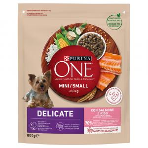 PURINA ONE Mini Delicate, łosoś z ryżem - 3 x 800 g