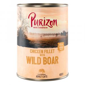 Purizon Original 24 x 400 g, bez zbóż - Filet z kurczaka z dzikiem