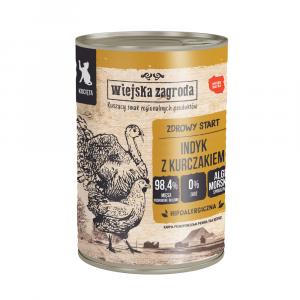 Wiejska Zagroda, mokra karma dla kota, 12 x 400 g - Kitten, indyk z kurczakiem