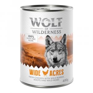 Korzystny pakiet Wolf of Wilderness Adult, 24 x 400 g - Wide Acres, kurczak