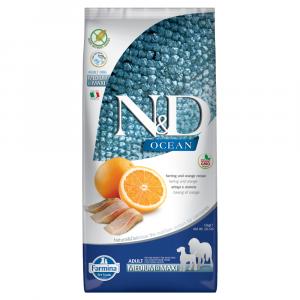 Farmina N&D Ocean Adult Medium & Maxi bez zbóż, śledź z dynią i pomarańczą - 12 kg