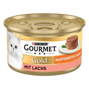 38 + 10 gratis! Gourmet Gold, mokra karma dla kota, 48 x 85 g - Ragout, w sosie, łosoś