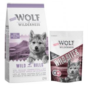 Wolf of Wilderness, sucha karma dla psa, 12 kg + przysmak Wild Bites, 180 g gratis! - Junior, Wild Hills, kaczka + Junior \