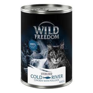 Wild Freedom Adult Sterilised, 12 x 400 g - bez zbóż - Cold River - czarniak i kurczak