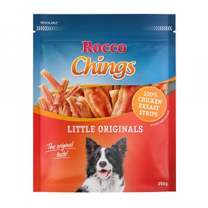 Pakiet Rocco Chings Originals mięsne paski do żucia - NOWOŚĆ: Pierś z kurczaka w krótkich paskach, 4 x 250 g