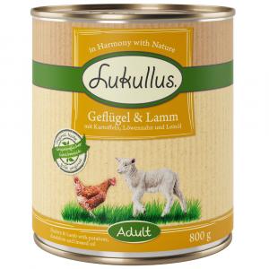 Lukullus Naturkost Adult, bez zbóż, 6 x 800 g - Drób i jagnięcina