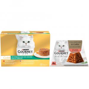 Gourmet: 96 x 85 g Megapakiet Gold + Revelations Fine Cuts, 4 x 57 g gratis! - Pakiet mieszany II (ragout - wołowina, kurczak, jagnięcina, indyk z warzywami)