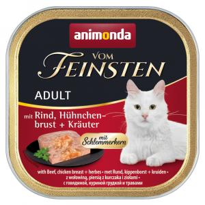 Megapakiet animonda vom Feinsten Adult, 32 x 100 g - Smakowite nadzienie z wołowiną, piersią z kurczaka i ziołami