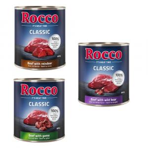 Mieszany pakiet próbny Rocco Classic, 6 x 800 g - Pakiet mieszany dziczyzna: wołowina/jeleń, wołowina/renifer, wołowina/dziczyzna