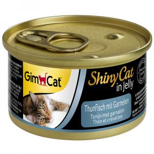 Megapakiet GimCat ShinyCat w galarecie, 24 x 70 g - Tuńczyk i krewetki