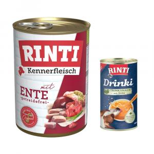 RINTI: 6 x 400 g karma mokra + Drinki, kaczka, 185 ml gratis! - Kennerfleisch, kaczka