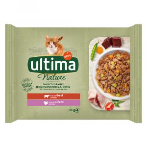 Ultima Cat Nature, 4 x 85 g - Wołowina i indyk