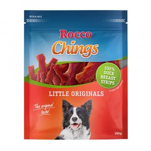 Pakiet Rocco Chings Originals mięsne paski do żucia - NOWOŚĆ: Pierś z kaczki w krótkich paskach, 4 x 250 g