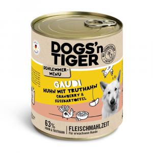 Korzystny pakiet Dogs'n Tiger smakowite menu, 12 x 800 g - Kurczak z indykiem, żurawiną i batatami