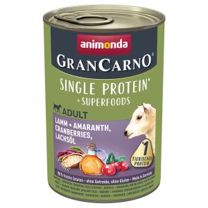 Megapakiet animonda GranCarno Adult Superfoods, 24 x 400 g - Jagnięcina, amarantus, żurawina, olej z łososia