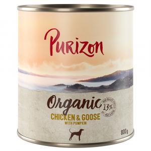 Purizon Organic, 6 x 800 g - Biokurczak i biogęś z biodynią