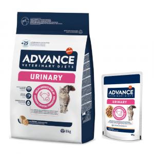 Advance Veterinary Diets: karma sucha, 8 kg + karma mokra, 12 x 85 g gratis! - Urinary, 8 kg + Urinary, 12 x 85 g