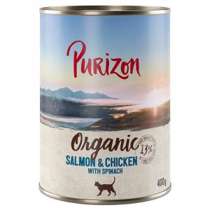 Korzystny pakiet Purizon Organic, 12 x 400 g - Biołosoś i biokurczak z bioszpinakiem