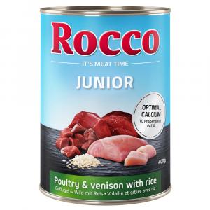 Rocco Junior, 6 x 400 g - Drób i dziczyzna z ryżem