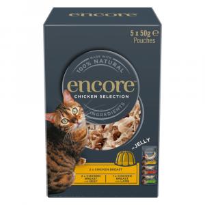 4 + 1 gratis! Encore, karma mokra, 5 x 50 g - Pakiet mieszany w galarecie, saszetki, Chicken Selection 1
