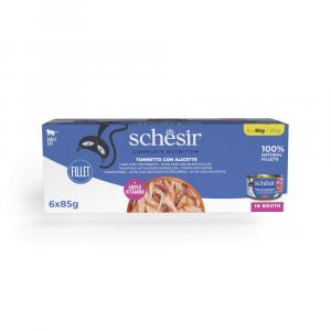 Schesir Complete Nutrition, filet w bulionie, 6 x 85 g - Tuńczyk z białą rybą