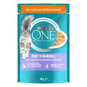 20 + 6 gratis! Purina One, mokra karma dla kota, 26 x 85 g - Coat & Hairball, kurczak z zieloną fasolką