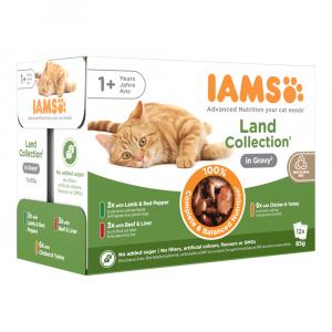 IAMS Delights Adult Mięsne smaki - Mięsne smaki w sosie, 12 x 85 g