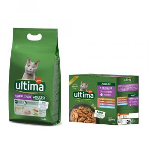 Ultima: 3 kg karma sucha + Sterilised Cat, 8 x 85 g gratis! - Cat Sterilized, kurczak i jęczmień