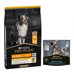PURINA PRO PLAN: karma sucha + Dental Care dla dużych psów, 426 g (12 sztuk) gratis! - All Sizes Adult Light/Sterilised, kurczak i ryż, 7 kg