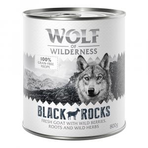 Korzystny pakiet Wolf of Wilderness Adult, 12 x 800 g - Black Rocks, koza