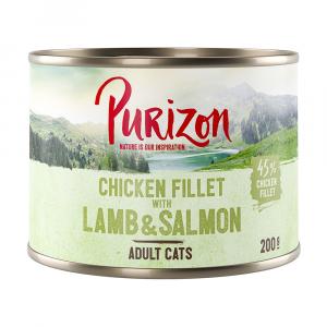 Purizon Adult, 12 x 200 g, bez zbóż - Filet z kurczaka z łososiem i jagnięciną