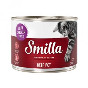 5 + 1 gratis! Smilla, karma mokra, 6 x 200 g - Puszki z wołowiną, wołowina z wątróbkami kurzymi