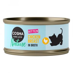 Cosma Nature Kitten dla kociąt, 6 x 70 g - Kurczak