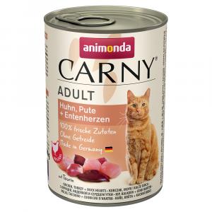 Korzystny pakiet animonda Carny Adult, 12 x 400 g - Kurczak i indyk z sercami kaczymi