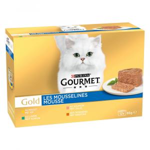 48 x 85 g Megapakiet Gourmet Gold Mus w super cenie! - Pakiet mięsno-rybny 2 (królik, kurczak, łosoś, nerki)