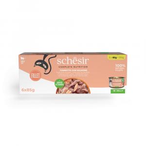 Schesir Complete Nutrition, filet w galarecie, 6 x 85 g - Tuńczyk z łososiem
