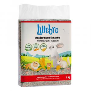 Lillebro siano łąkowe z jabłkiem, mniszkiem lekarskim lub marchewką - Siano łąkowe z marchewką, 3 x 1 kg