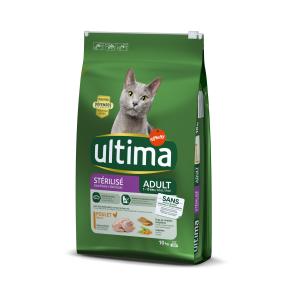 6,5 + 1 kg / 8 + 2 kg gratis! Ultima, 7,5 kg / 10 kg - Cat Sterilized, kurczak i jęczmień, 10 kg