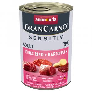 Animonda GranCarno Adult Sensitive, 6 x 400 g - Wołowina i ziemniaki